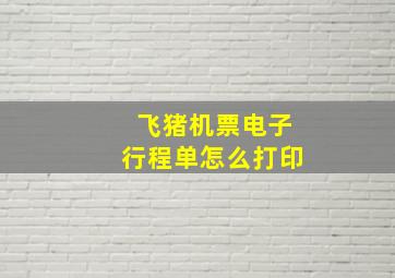 飞猪机票电子行程单怎么打印