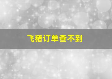 飞猪订单查不到