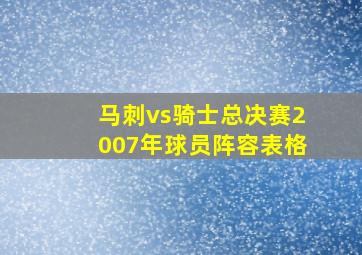 马刺vs骑士总决赛2007年球员阵容表格