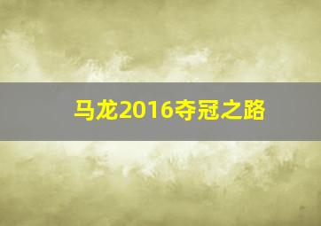 马龙2016夺冠之路