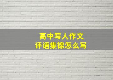 高中写人作文评语集锦怎么写