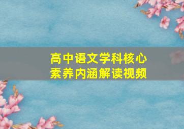 高中语文学科核心素养内涵解读视频