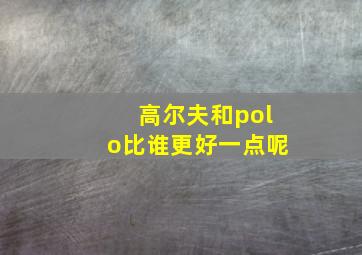 高尔夫和polo比谁更好一点呢