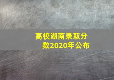 高校湖南录取分数2020年公布