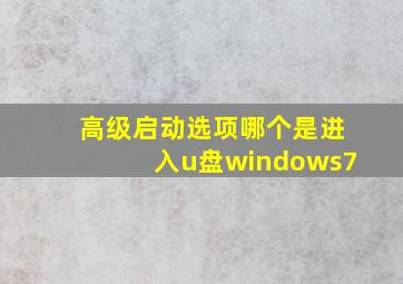 高级启动选项哪个是进入u盘windows7