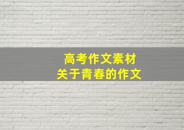 高考作文素材关于青春的作文