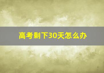 高考剩下30天怎么办