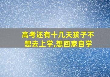 高考还有十几天孩子不想去上学,想回家自学