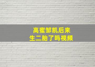 高蜜邹凯后来生二胎了吗视频