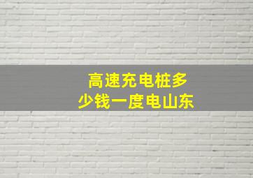 高速充电桩多少钱一度电山东