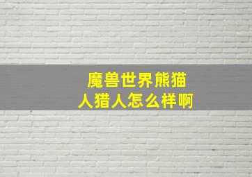 魔兽世界熊猫人猎人怎么样啊