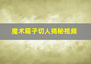 魔术箱子切人揭秘视频