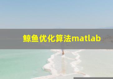 鲸鱼优化算法matlab