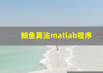 鲸鱼算法matlab程序