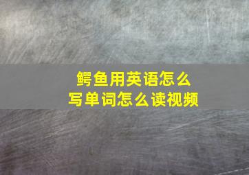 鳄鱼用英语怎么写单词怎么读视频