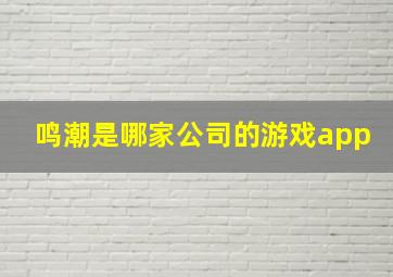 鸣潮是哪家公司的游戏app