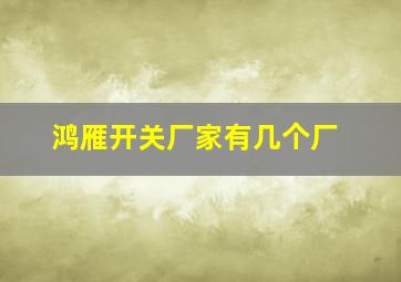 鸿雁开关厂家有几个厂