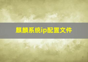 麒麟系统ip配置文件