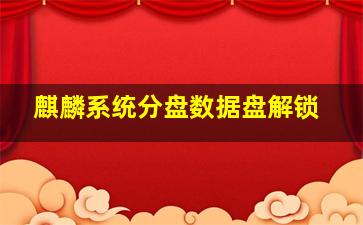 麒麟系统分盘数据盘解锁