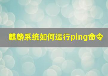 麒麟系统如何运行ping命令