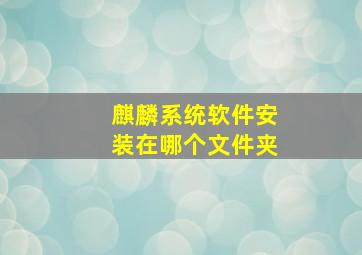 麒麟系统软件安装在哪个文件夹