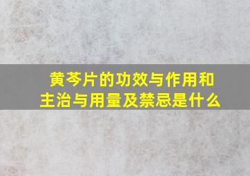 黄芩片的功效与作用和主治与用量及禁忌是什么