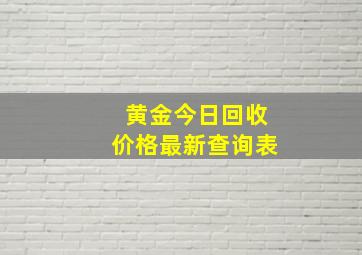 黄金今日回收价格最新查询表