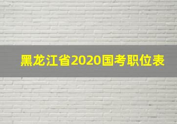 黑龙江省2020国考职位表