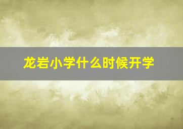 龙岩小学什么时候开学