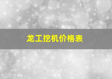 龙工挖机价格表